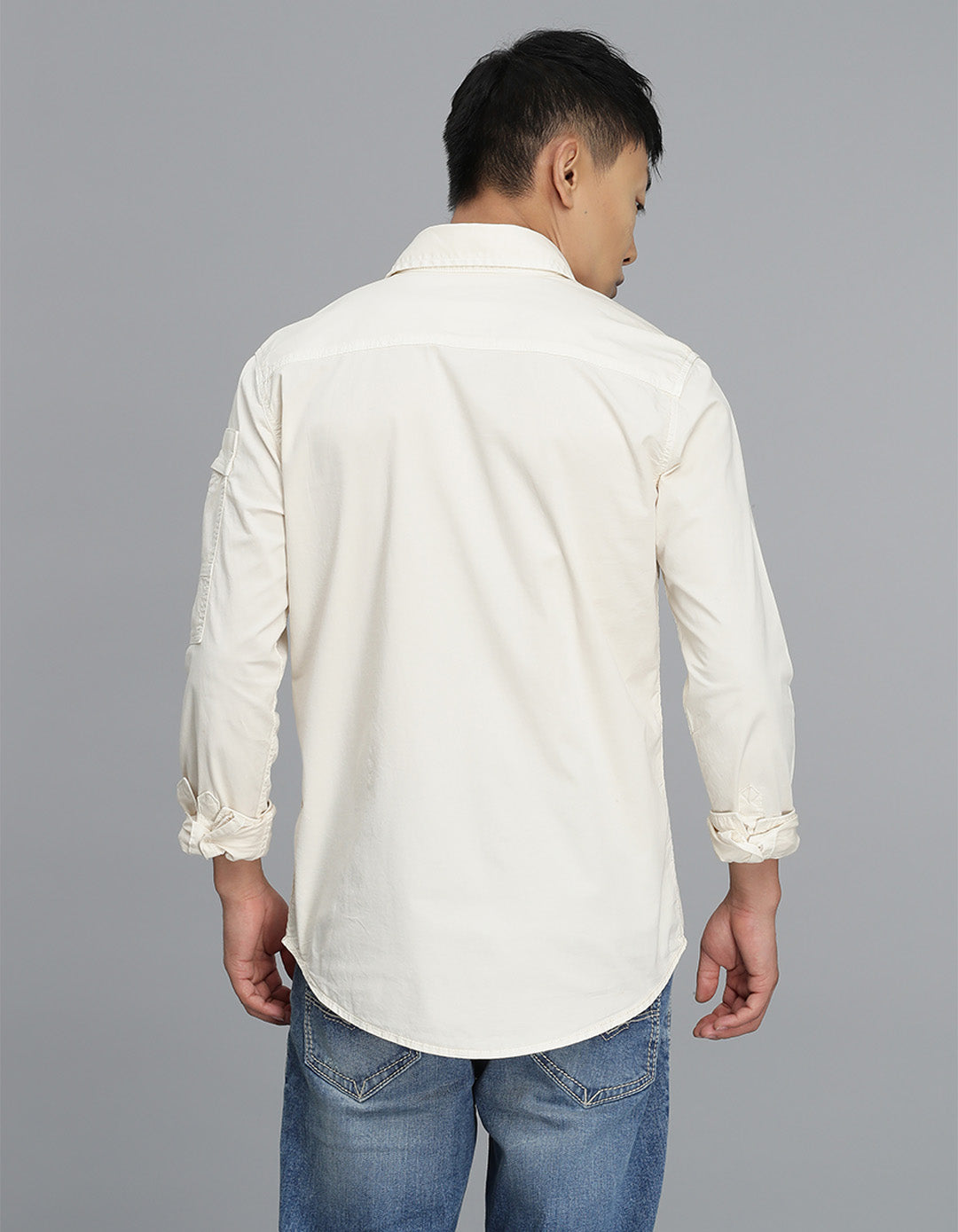 Lt Beige Full Sleeves Cargo Shirt