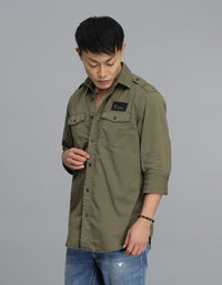 Olive Full Sleeves Cargo Shirt