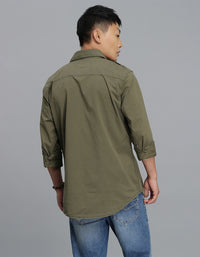 Olive Full Sleeves Cargo Shirt