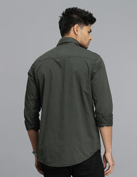 Dk M Green Full Sleeves Cargo Shirt