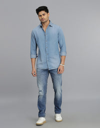 Med Blue Full Sleeves Denim Shirt