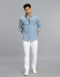 Med Blue Full Sleeves Denim Shirt