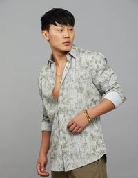 Green Full Sleeves Printed Shirt
