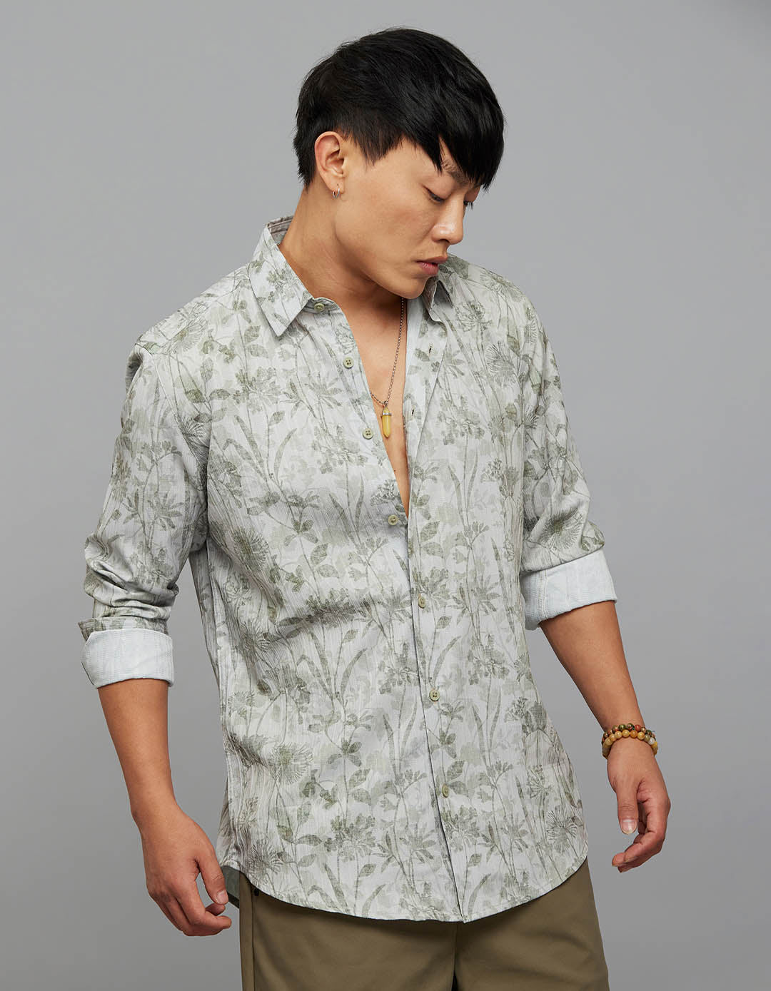 Green Full Sleeves Printed Shirt