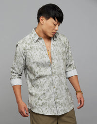 Green Full Sleeves Printed Shirt