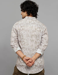 Khaki Full Sleeves Printed Shirt