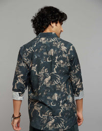 Dark Green Full Sleeves Printed Shirt