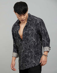Black Full Sleeves Printed Shirt