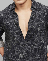 Black Full Sleeves Printed Shirt