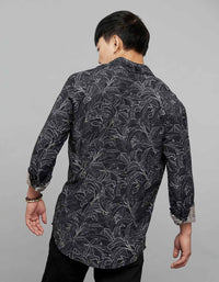 Black Full Sleeves Printed Shirt
