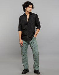 Black Full Sleeves Printed Shirt