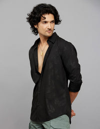 Black Full Sleeves Printed Shirt