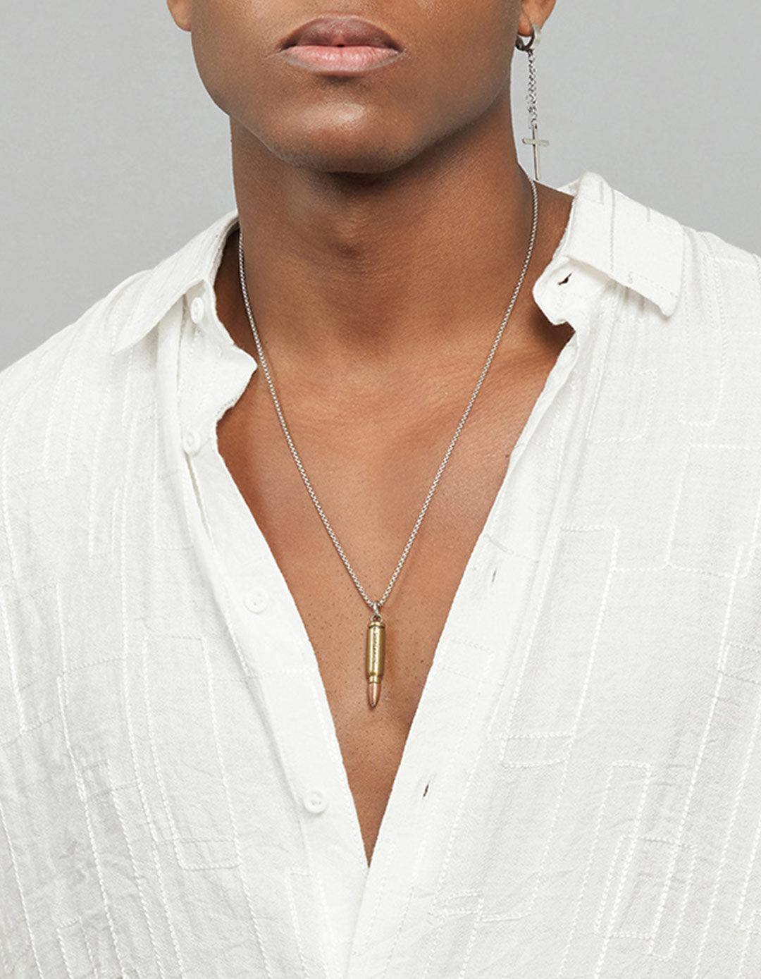 White Full Sleeves Embroidered Stitch Texture Shirt