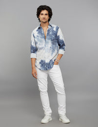 White Full Sleeves Printed Shirt