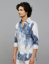 White Full Sleeves Printed Shirt