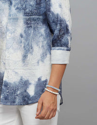 White Full Sleeves Printed Shirt
