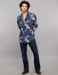 Navy Full Sleeves Printed Shirt