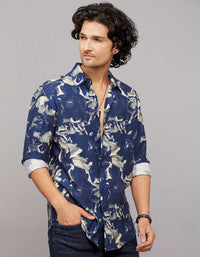 Navy Full Sleeves Printed Shirt