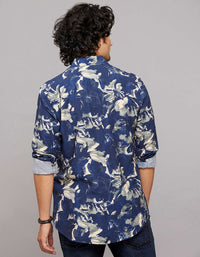 Navy Full Sleeves Printed Shirt