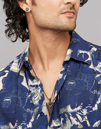 Navy Full Sleeves Printed Shirt