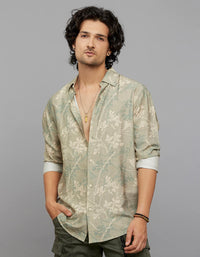 Green Full Sleeves Printed Shirt