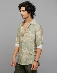 Green Full Sleeves Printed Shirt