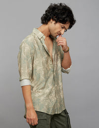 Green Full Sleeves Printed Shirt