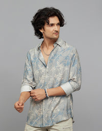Grey Full Sleeves Printed Shirt