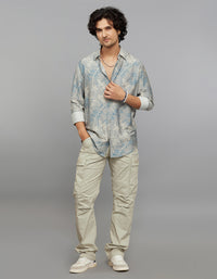 Grey Full Sleeves Printed Shirt