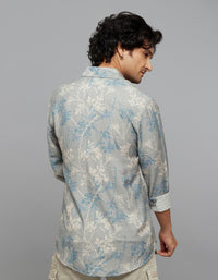 Grey Full Sleeves Printed Shirt