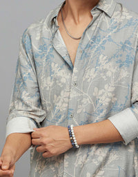 Grey Full Sleeves Printed Shirt