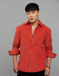 Rust Full Sleeves Corduroy Shirt
