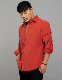 Rust Full Sleeves Corduroy Shirt