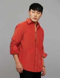 Rust Full Sleeves Corduroy Shirt