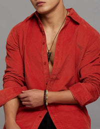 Rust Full Sleeves Corduroy Shirt