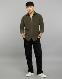 Military Green Full Sleeves Corduroy Shirt