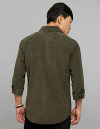 Military Green Full Sleeves Corduroy Shirt