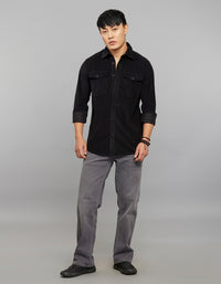 Black  Full Sleeves Corduroy Shirt