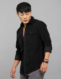Black  Full Sleeves Corduroy Shirt