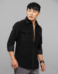 Black  Full Sleeves Corduroy Shirt