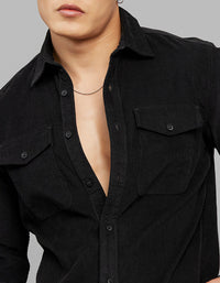 Black  Full Sleeves Corduroy Shirt