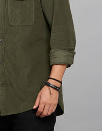 Light Olive Full Sleeves Corduroy Shirt
