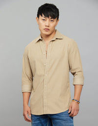 Light Khaki Full Sleeves Corduroy Shirt