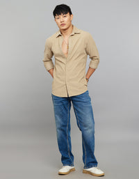 Light Khaki Full Sleeves Corduroy Shirt