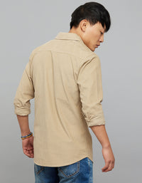 Light Khaki Full Sleeves Corduroy Shirt