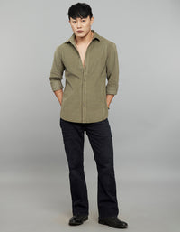 Light Moss Full Sleeves Corduroy Shirt