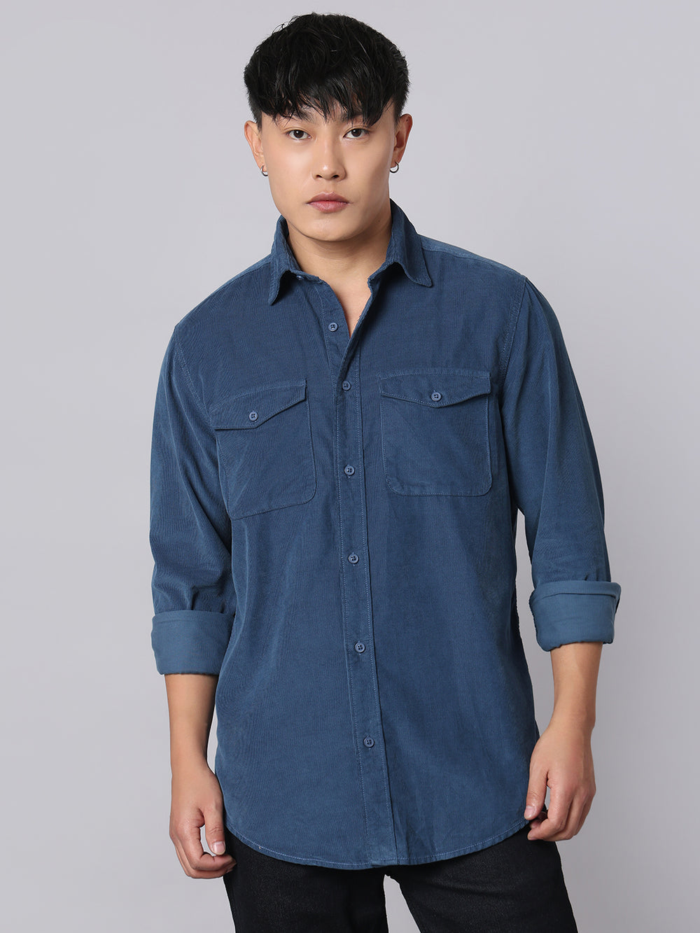 Blue Full Sleeve Corduroy Shirt