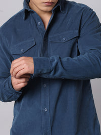 Blue Full Sleeve Corduroy Shirt