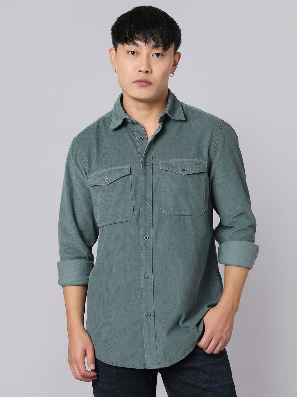 Dark Turq Full Sleeve Corduroy Shirt