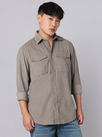 Dark Stone Full Sleeve Corduroy Shirt